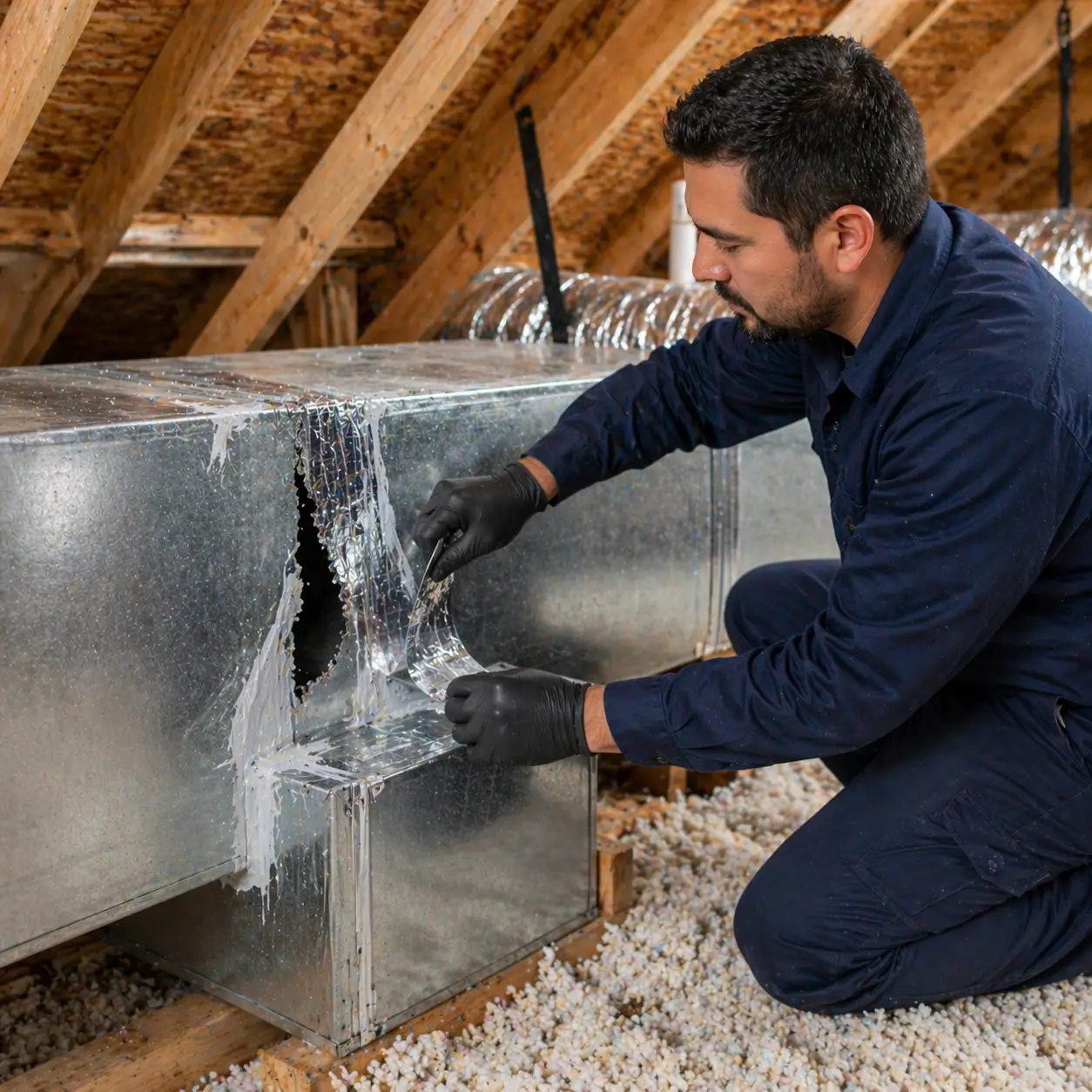 Emergency air duct leak repair in Garland TX